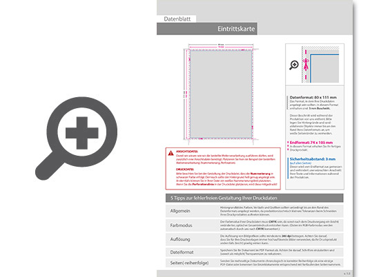 Product Bild eintrittskarte_din_a7_perforiert_&_2_x_nummeriert_4_4_farbig_mit_beidseitig_partieller_uv-lackierung